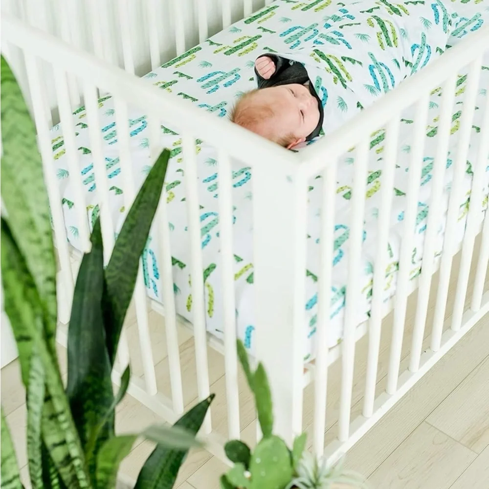 Addison Belle Cactus Pattern Fitted Sheet - Green and Blue